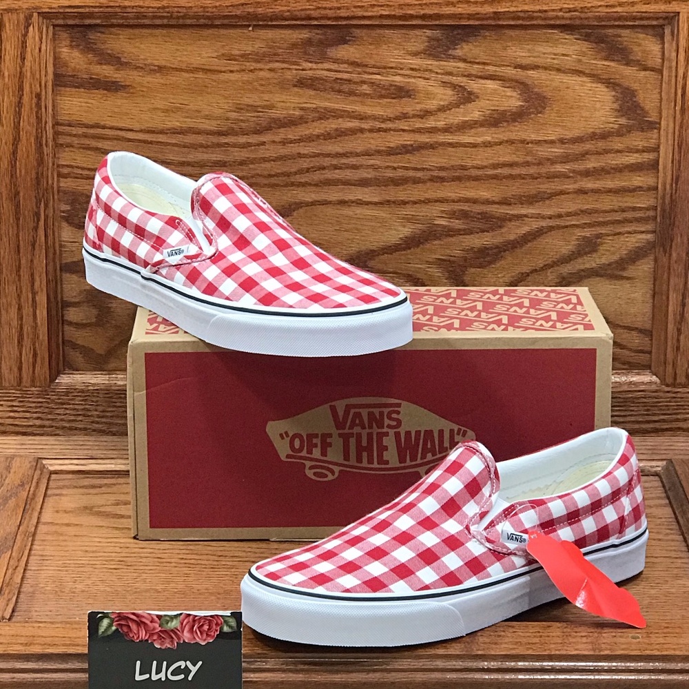 Vans Classic Slip On Gingham Racing Red True White